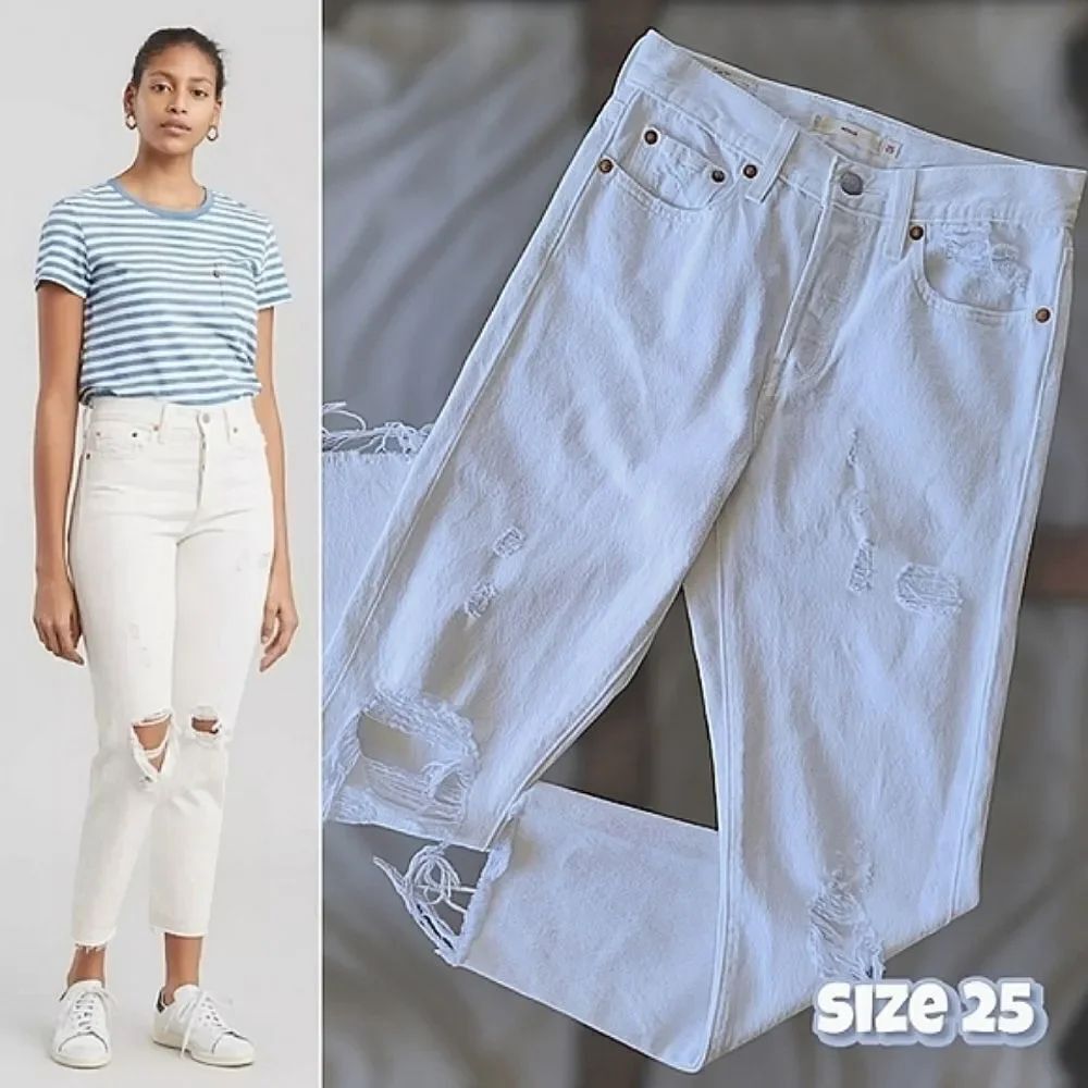 Levi's White Wedgie Fit Ankle Jeans size 25